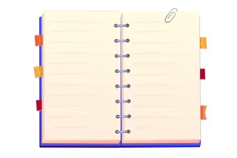 Diary, note book in cartoon style top view isolated on white background. Book Stock Illustration