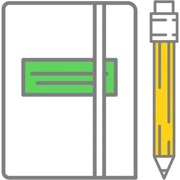 Diary notebook and pencil vector isolated icon Stock Illustration