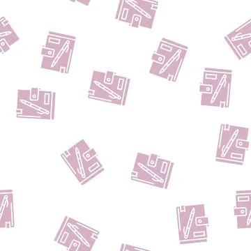 Diary notebook glyph seamless pattern Stock Illustration