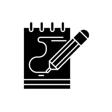 Diary notes black icon, vector sign on isolated background. Diary notes concept Stock Illustration