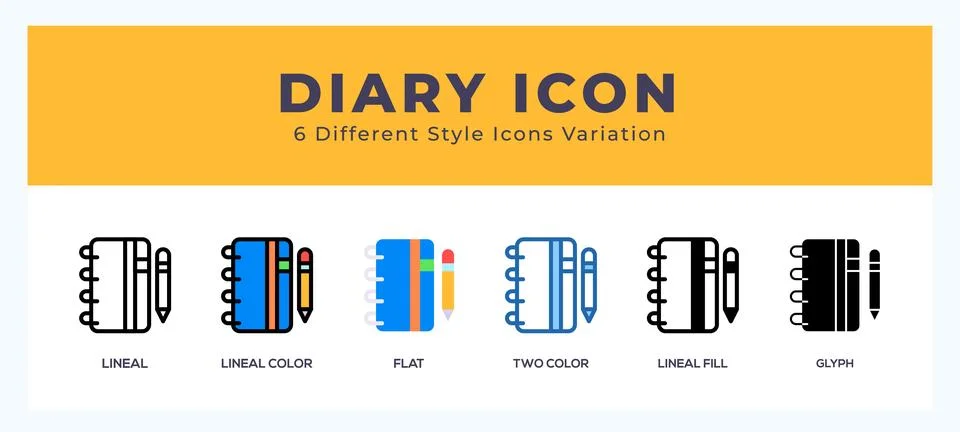 Diary pack of icons. vector illustration. Illustrazione stock