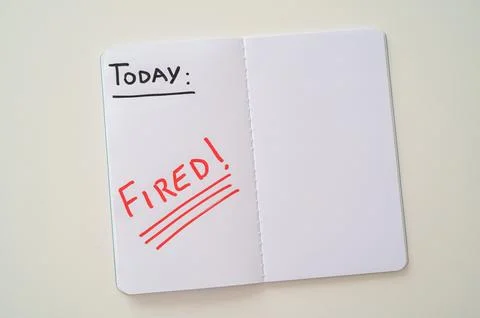 Diary page with text "Fired" Stock Photos