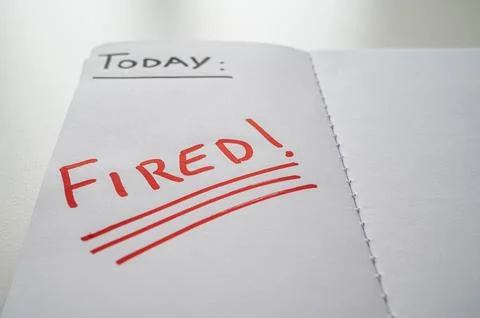 Diary page with text "Fired" Stock Photos