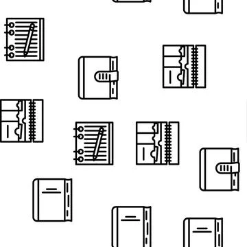 Diary Paper Stationery Accessory Vector Seamless Pattern Illustrazione stock