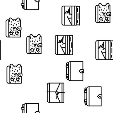 Diary Paper Stationery Accessory Vector Seamless Pattern Illustrazione stock