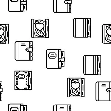 Diary Paper Stationery Accessory Vector Seamless Pattern Illustrazione stock