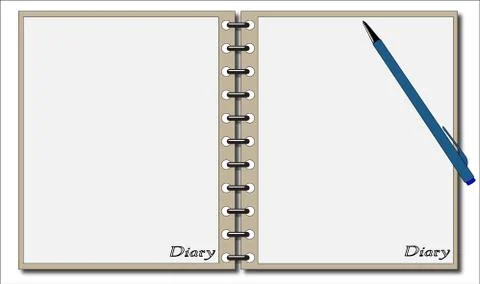 Diary with pen Stock Illustration