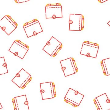 Diary with pen vector seamless pattern Stock Illustration