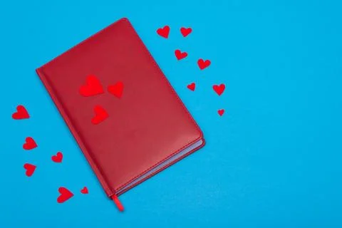 Diary with red hearts Fotos Stock