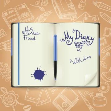 Diary Sketch Concept 스톡 일러스트