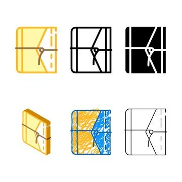 Diary with string color stylized icon vector Stock Illustration