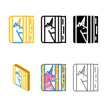Diary with unicorn color forms icon vector Stock Illustration