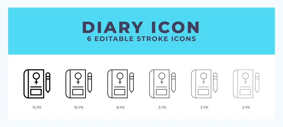 Diary vector icon. With different stroke vector illustration. Stock Illustration