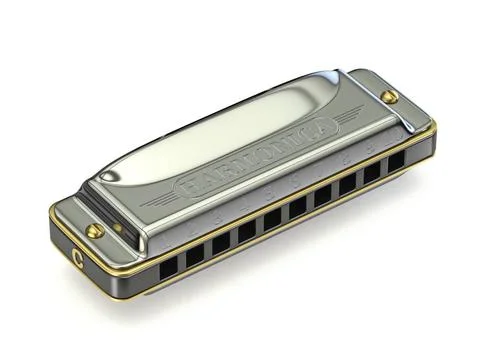 Diatonic harmonica 3D Diatonic harmonica 3D render illustration isolated o... Stock Photos