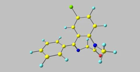Diazepam molecular structure isolated on grey Stock Illustration