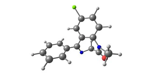 Diazepam molecular structure isolated on white Illustrazione stock