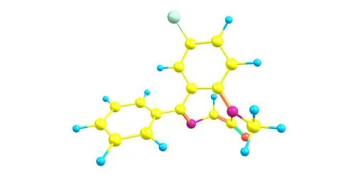 Diazepam molecular structure isolated on white Stock Illustration