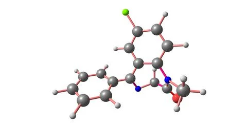 Diazepam molecular structure isolated on white Stock Illustration