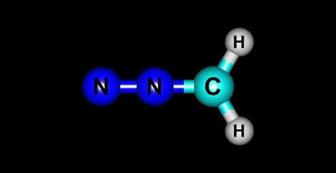 Diazomethane molecular structure isolated on black Stock Illustration