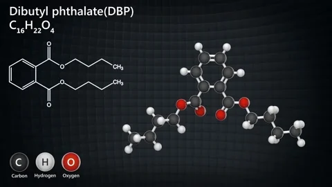 Dibutyl phthalate.  C16H22O4. Stock Footage 154734647