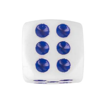 Dice 6 white single isolated on white background Foto stock