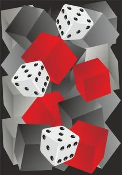 Dice against the background of gray cubes Stock Illustration
