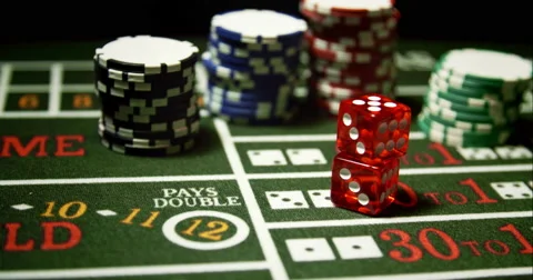 Dice and Chips on Craps Game Stock Footage 49407596
