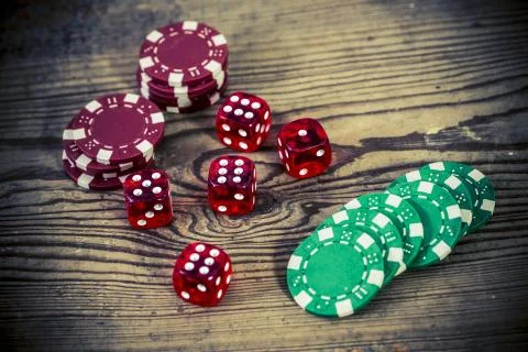 Dice and chips Stock Photos