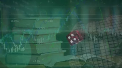 The dice are falling in slow motion and the globe is spinning Stock Footage 329978538