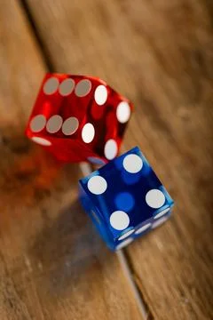 Dice are an important part of the tricks of magic artists, illusionists Stock Photos