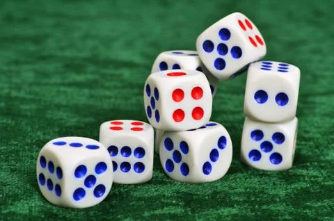 Dice on a baize Foto stock