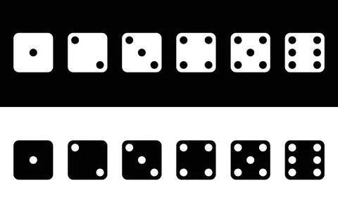 Dice, black and white dice set. Dice icon. Vector, designer illustration. Stock Illustration