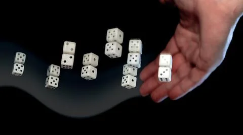 Dice on black background. Copy space Stock Photos