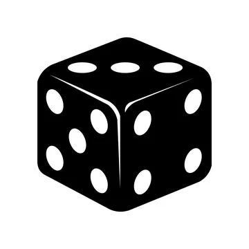 Dice black vector icon on white background Stock Illustration