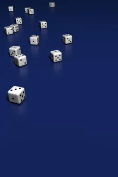 Dice on blue background Stock Illustration