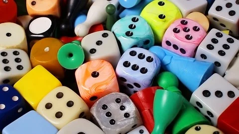 Dice board game dices rotating pattern macro texture background backdrop footage Stock Footage 91380954
