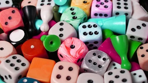 Dice board game dices rotating pattern macro texture background backdrop footage Video stock 91380962