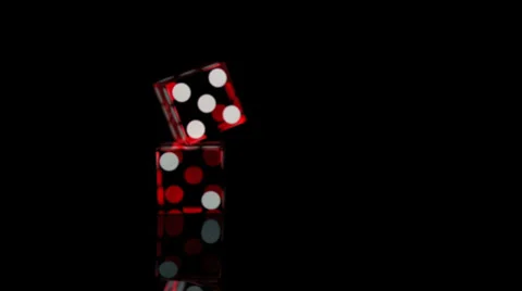 Dice bouncing on black surface, Slow Motion Stock Footage 25399640