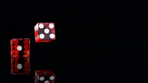 Dice bouncing on black surface, Slow Motion Stock Footage 25403367