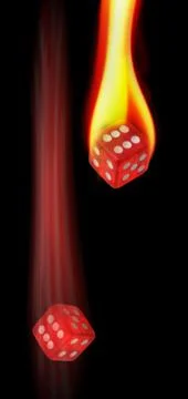 Dice burning Up. Stock Photos