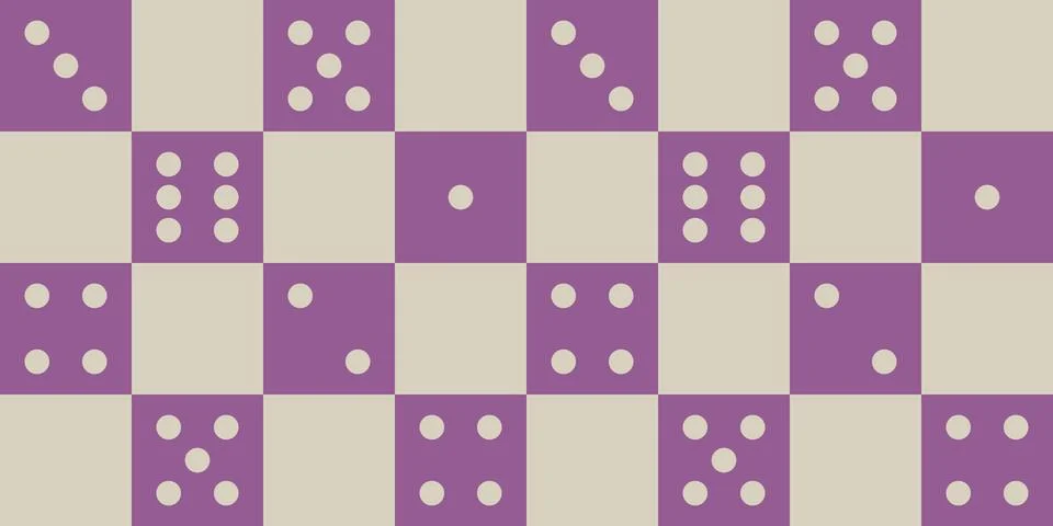 Dice checkered seamless pattern in purple color. Stock Illustration