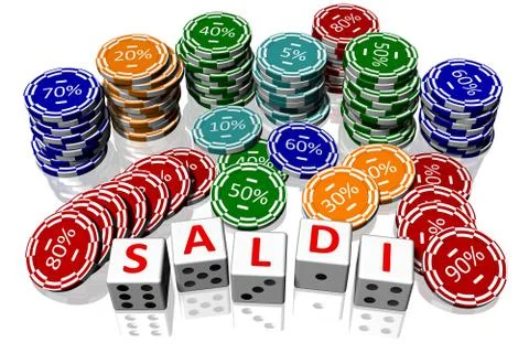 Dice chips balances it - 3D illustration 스톡 일러스트