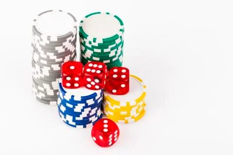 Dice on chips Stock Photos