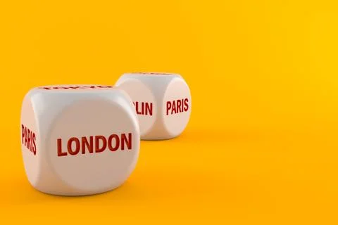 Dice with city names Illustration