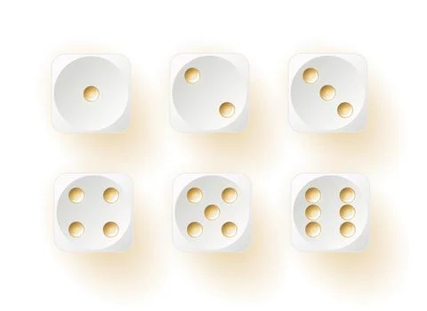 Dice collection. Game dice. Dice in realistic design from one to six. Vector Stock Illustration