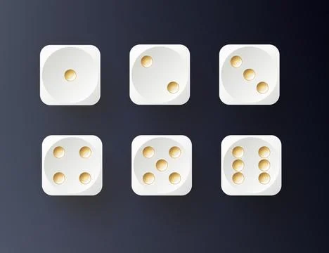 Dice collection. Game dice. Dice in realistic design from one to six. Vector Stock Illustration