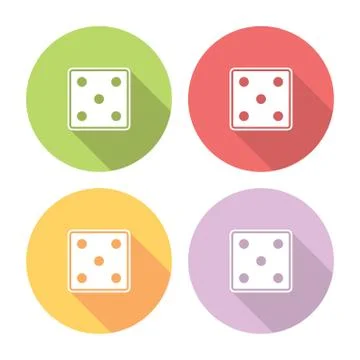 Dice Cube Flat Icons Set Stock Illustration
