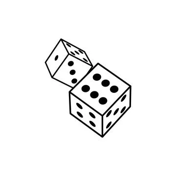 Dice cube line icon. Outline casino dice vector gamble illustration line icon. Stock Illustration