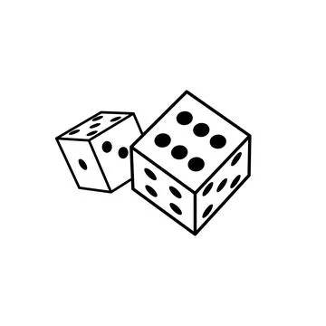 Dice cube line icon. Outline casino dice vector gamble illustration line icon. Stock Illustration