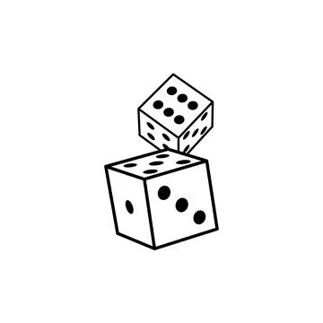 Dice cube line icon. Outline casino dice vector gamble illustration line icon. Stock Illustration